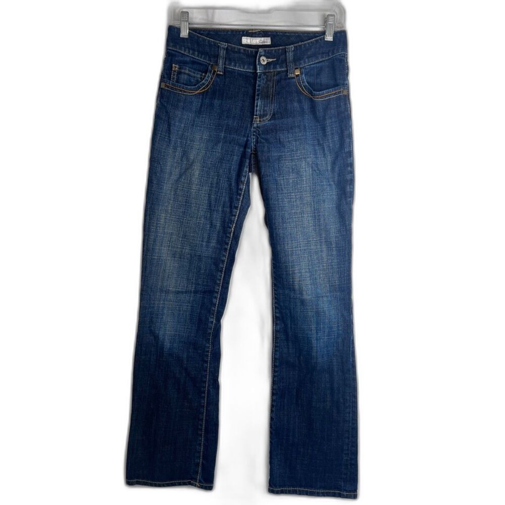 Chicos Platinum Embellished Pocket Dayton MR Denim Jeans Size 0R Dark‎ Wash